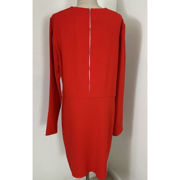 Tibi Long-Sleeve Crepe Mini Cocktail Dress Red Zipper Valentine sz 12 NWT $495 - Picture 15 of 16